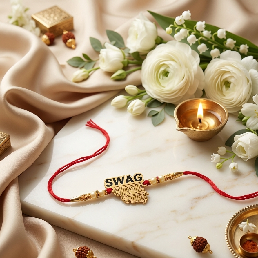 The99Jewel Handcrafted Swag Wala Bhai Name Rakhi