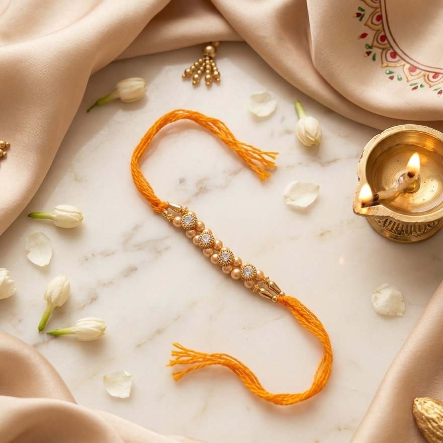 The99Jewel Beautiful Rakhi with Pearl and Austrian Stone for Brother