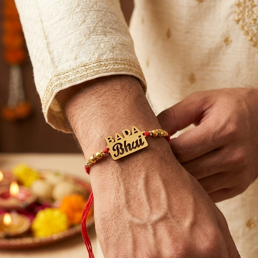 The99Jewel Bada Bhai Name Rakhi Premium Designer Rakhi for Elder Brother