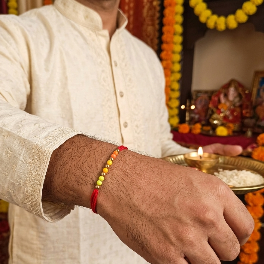 The99Jewel Raksha Bandhan Rakhi | Handmade Designer Rakhi with Colourful Beads