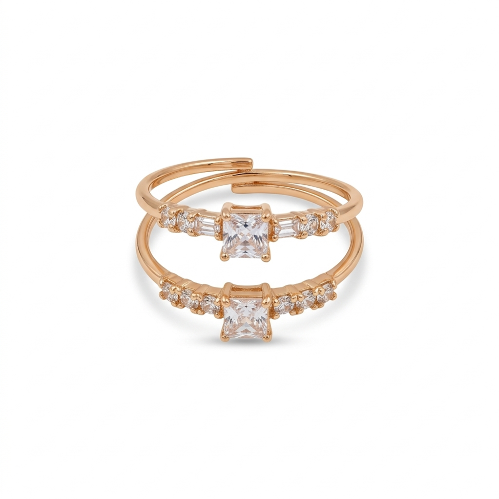 The99Jewel Gold Plated American Diamond Adjustable Ring
