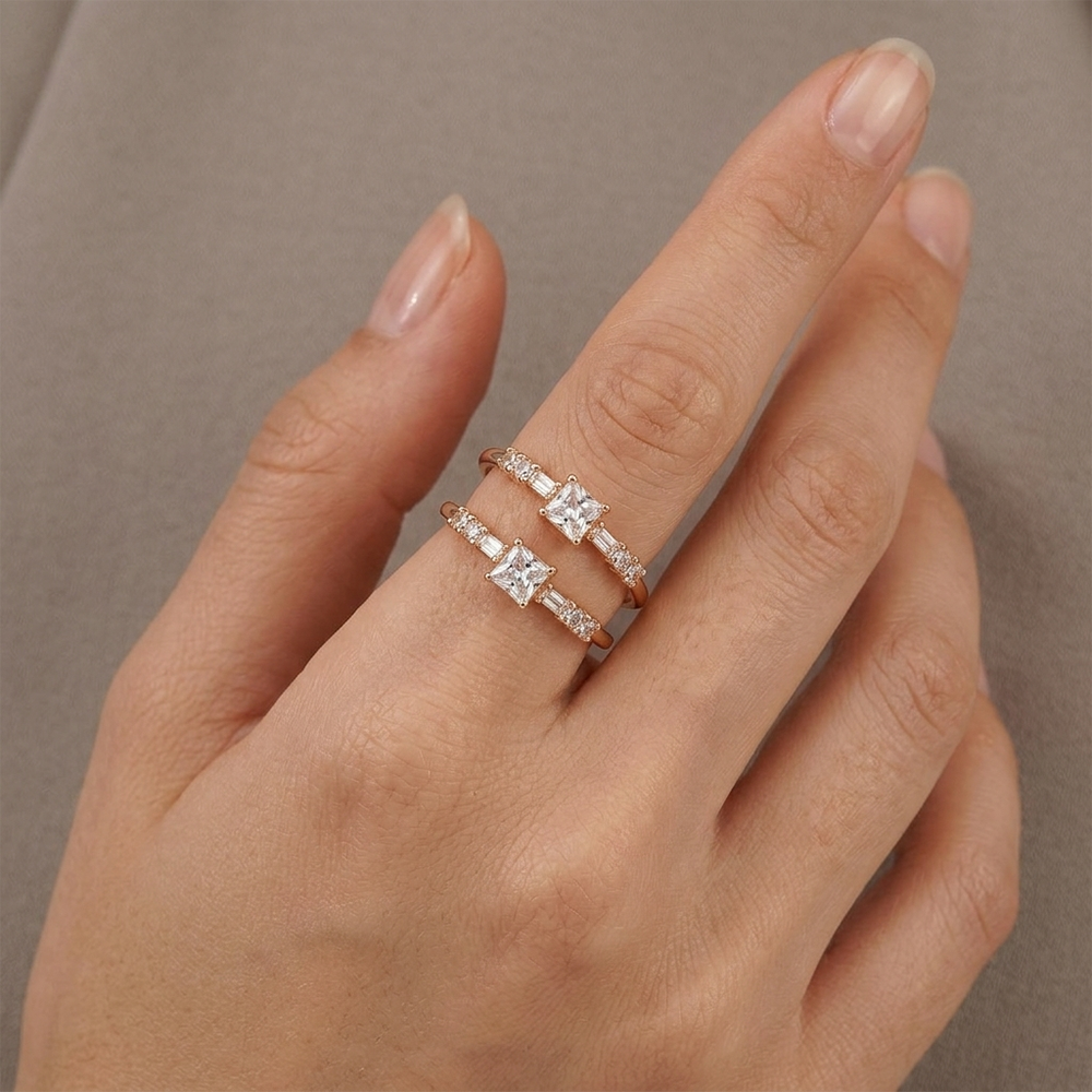 The99Jewel Gold Plated American Diamond Adjustable Ring