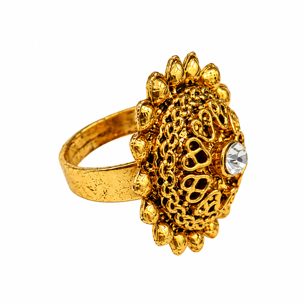 The99Jewel Elegant Gold Tone Traditional Adjustable Ring For Women And Girls