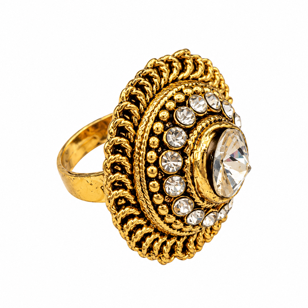The99Jewel Elegant Gold Tone Traditional Adjustable Ring For Women And Girls