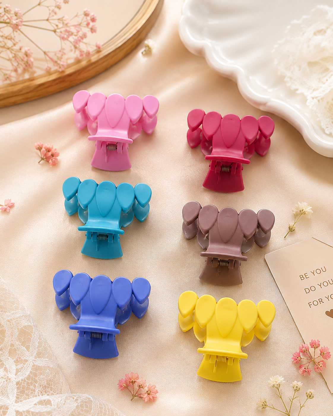 The99Jewel Premium Matte Multicolor Hair Claw Clips for Women and Girls  – Set of 6