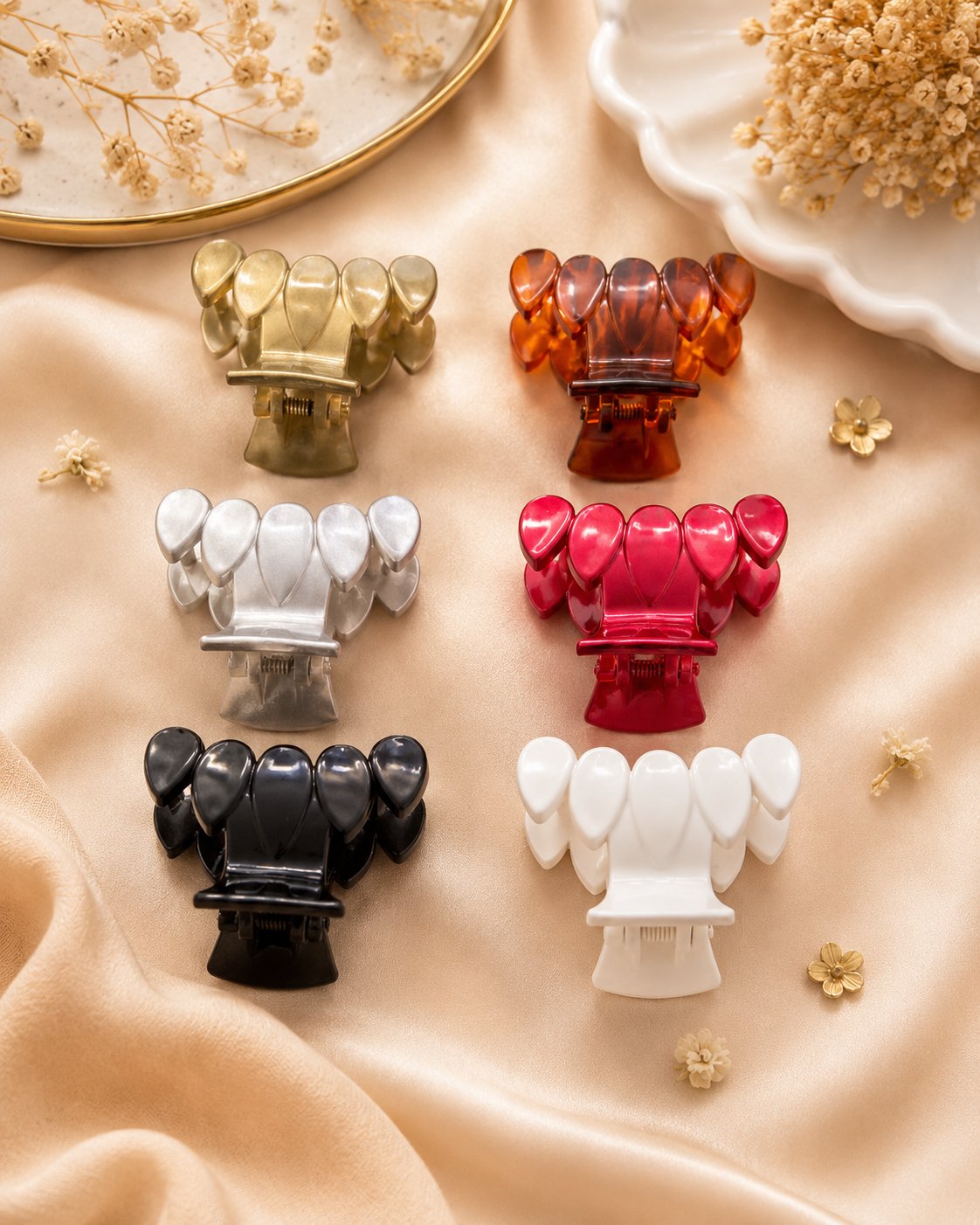 The99Jewel Premium Multicolor Hair Claw Clips for Women and Girls  – Set of 6