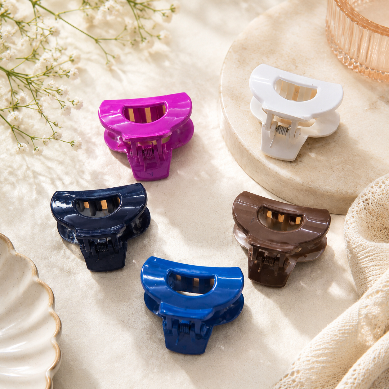 The99Jewel Premium Multicolor Hair Claw Clips for Women and Girls  – Set of 5