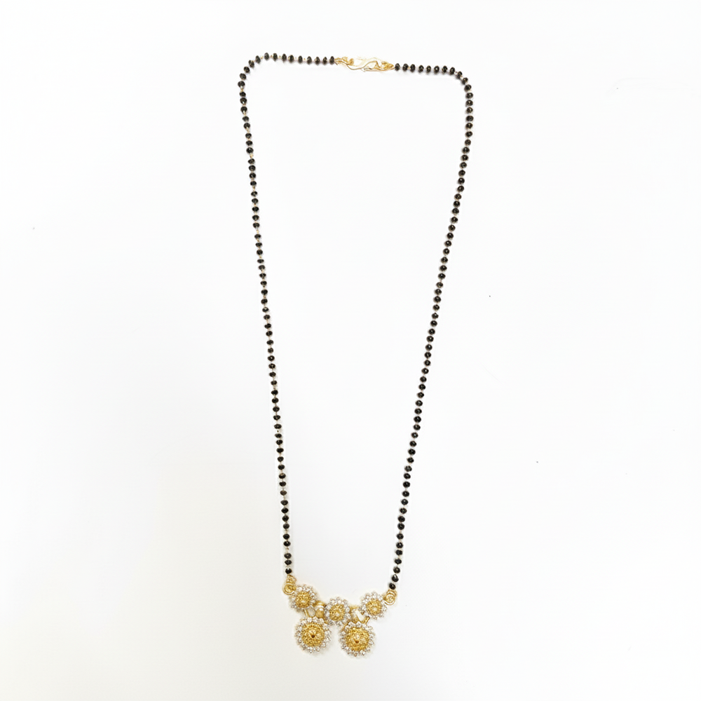 The99Jewel Stylish Black Beads Brass AD Mangalsutra with Gold Pendant
