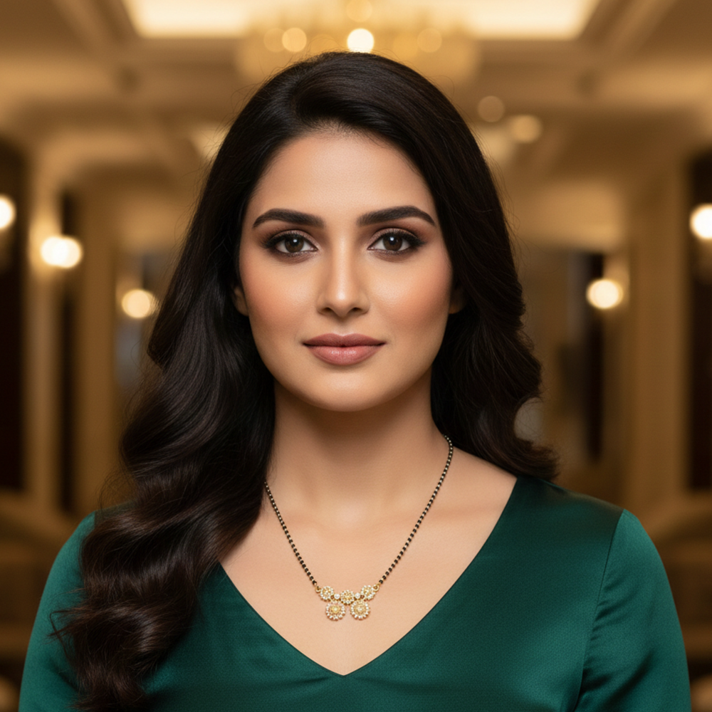 The99Jewel Stylish Black Beads Brass AD Mangalsutra with Gold Pendant