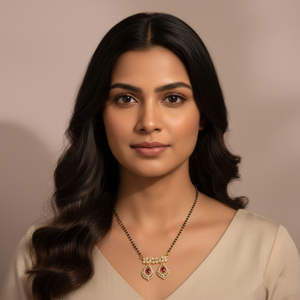 The99Jewel Lightweight  Brass AD Mangalsutra with Stone Work