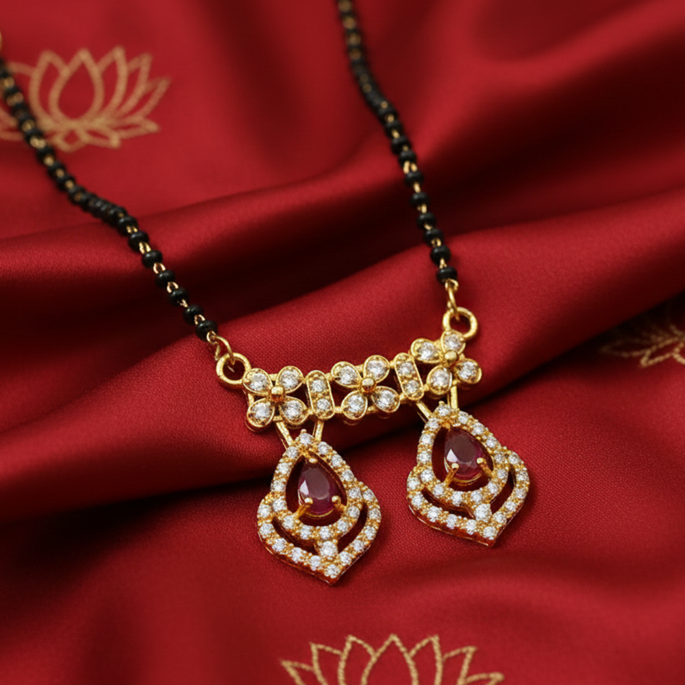 The99Jewel Lightweight  Brass AD Mangalsutra with Stone Work