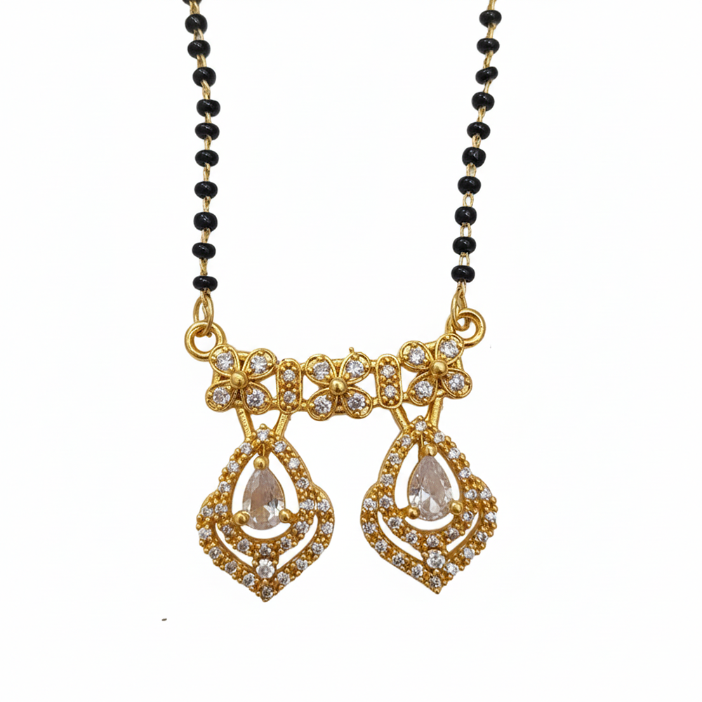 The99Jewel Modern Floral Brass AD Mangalsutra with Sparkling Stone