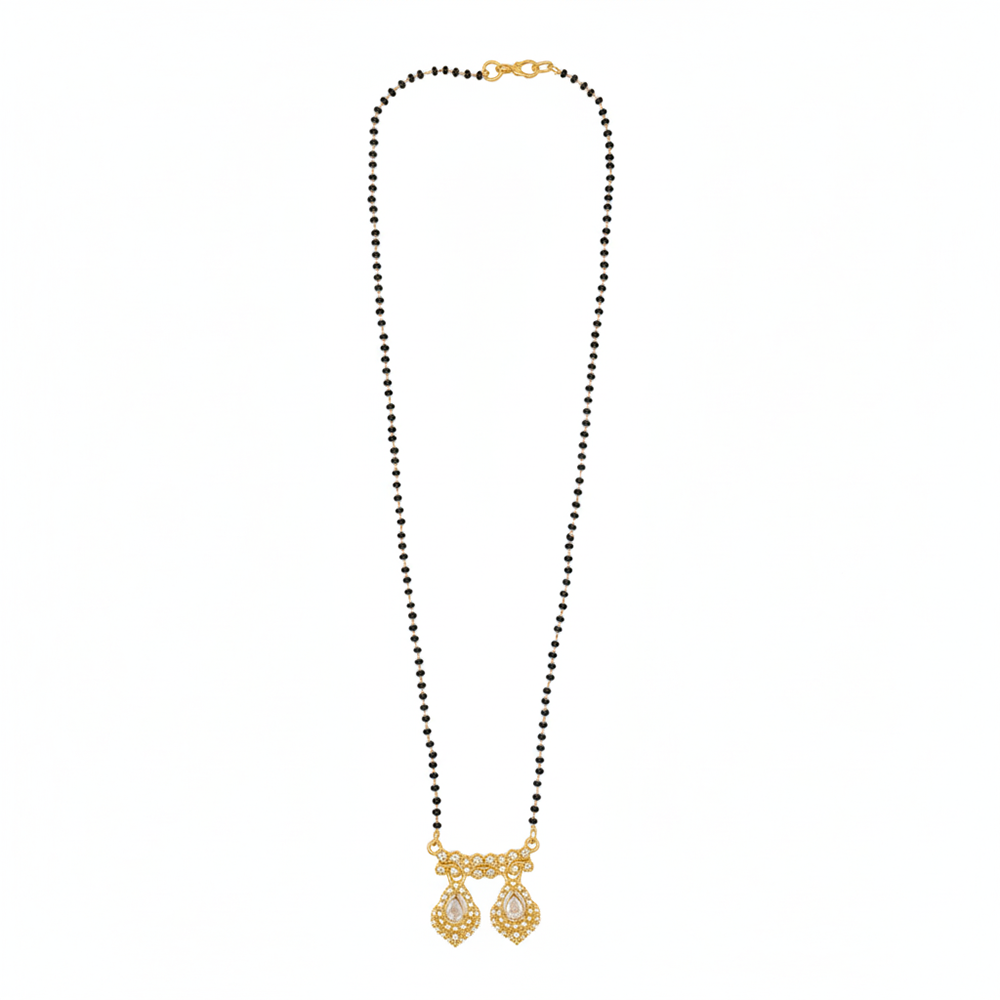 The99Jewel Modern Floral Brass AD Mangalsutra with Sparkling Stone