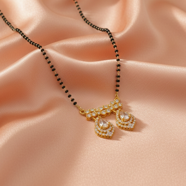 The99Jewel Modern Floral Brass AD Mangalsutra with Sparkling Stone