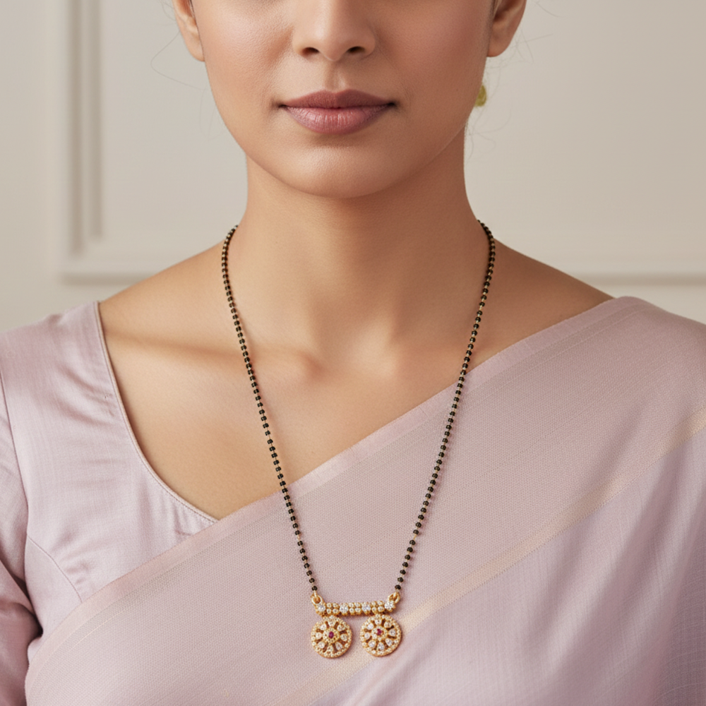 The99Jewel Lightweight  Brass AD Mangalsutra with Stone Work