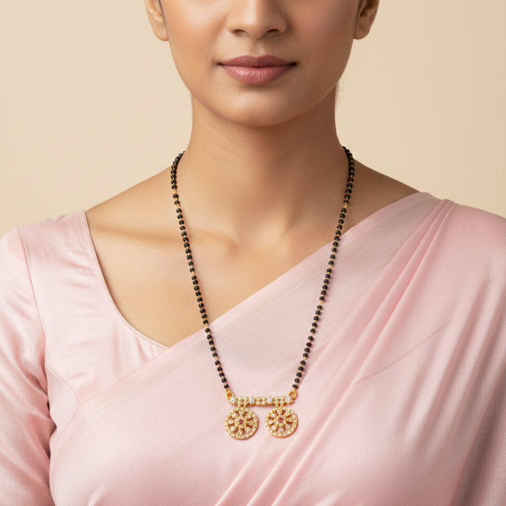 The99Jewel Lightweight Daily Wear Brass AD Mangalsutra with Stone Work