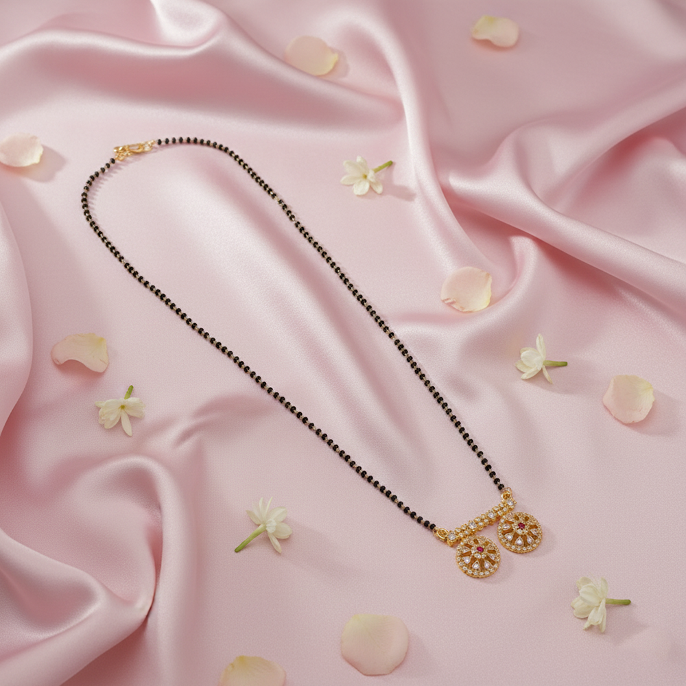 The99Jewel Lightweight  Brass AD Mangalsutra with Stone Work