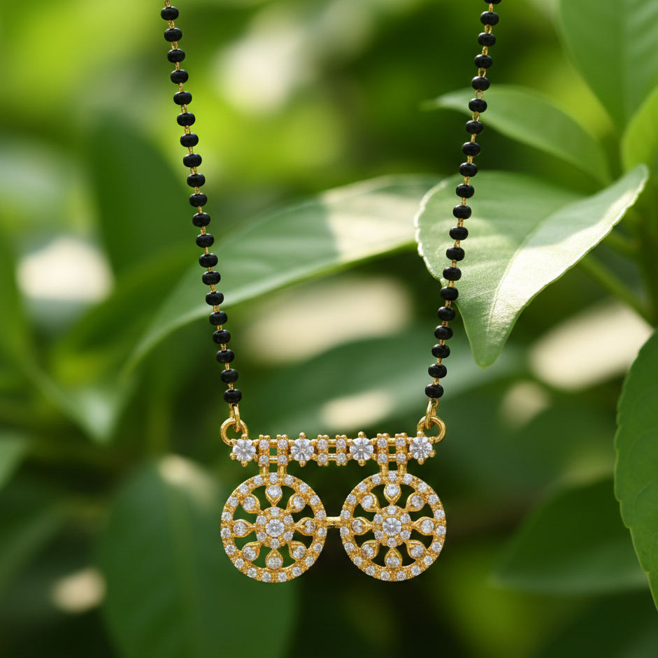 The99Jewel Lightweight  Brass AD Mangalsutra with Stone Work