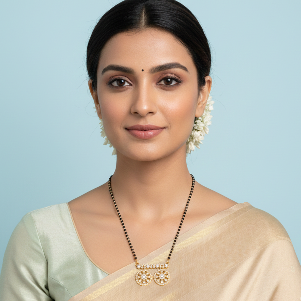 The99Jewel Lightweight Daily Wear Brass AD Mangalsutra with Stone Work