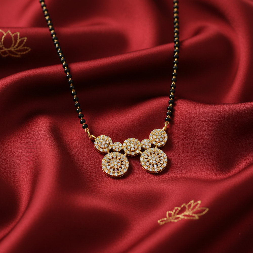The99Jewel GraceBloom Floral Stone Brass AD Mangalsutra for Glam