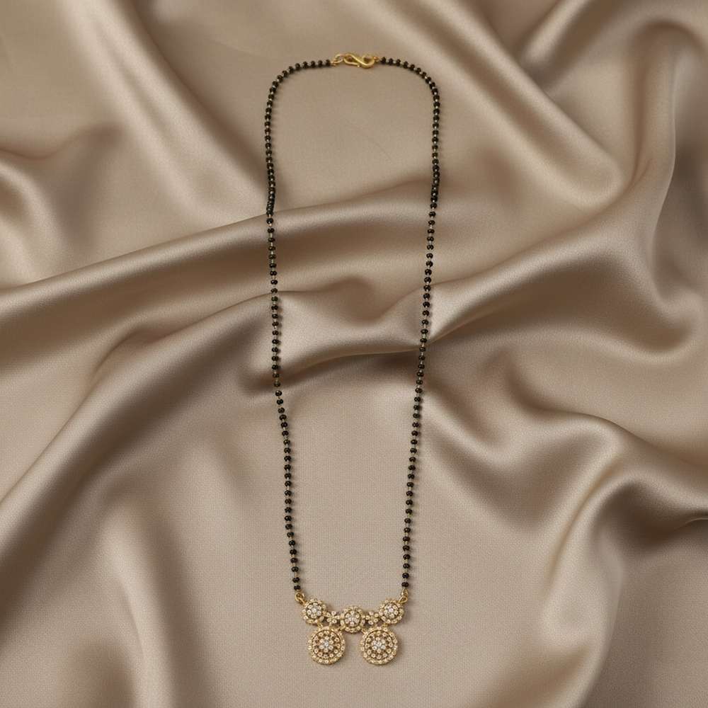 The99Jewel GraceBloom Floral Stone Brass AD Mangalsutra for Everyday Glam