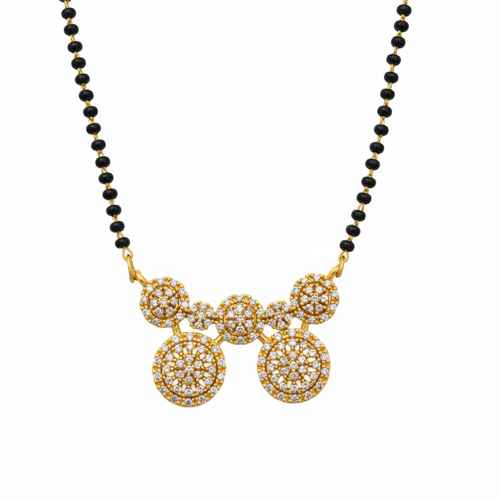 The99Jewel GraceBloom Floral Stone Brass AD Mangalsutra for Everyday Glam