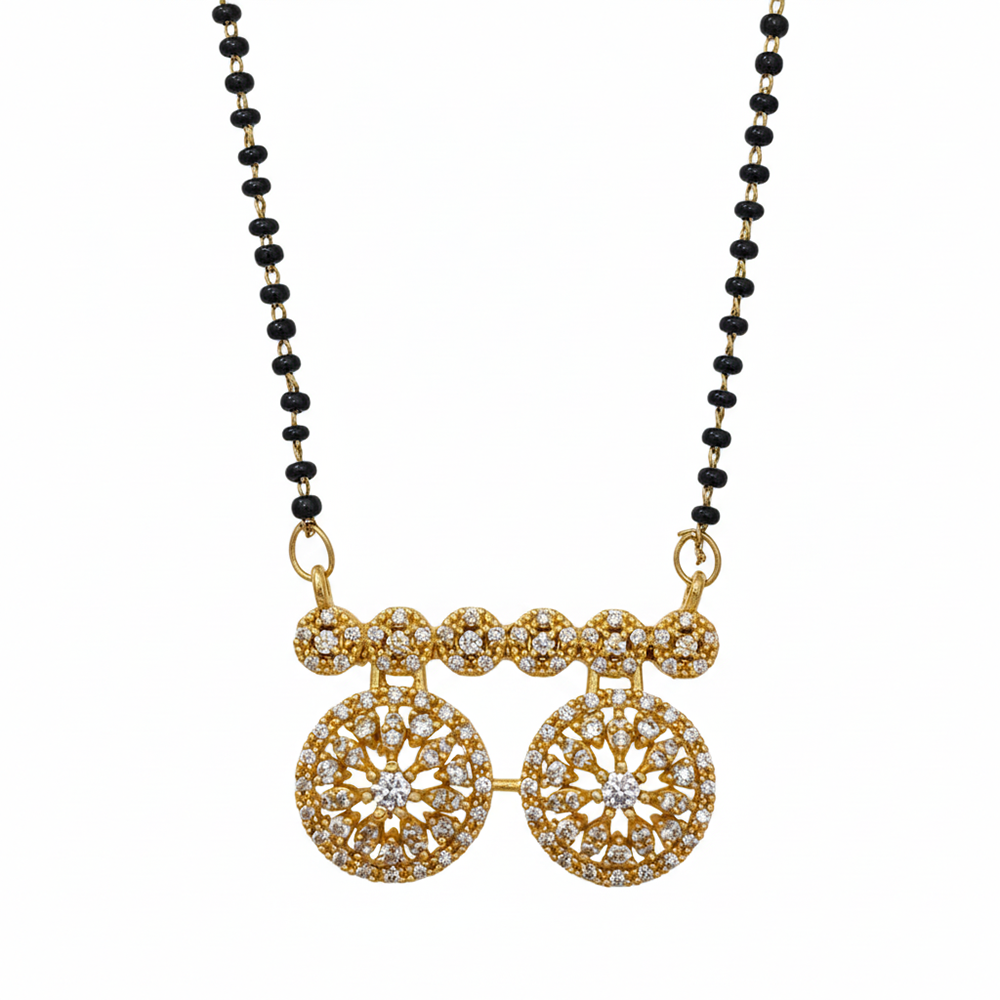 The99Jewel GraceBloom Floral Stone Brass AD Mangalsutra for Everyday Glam