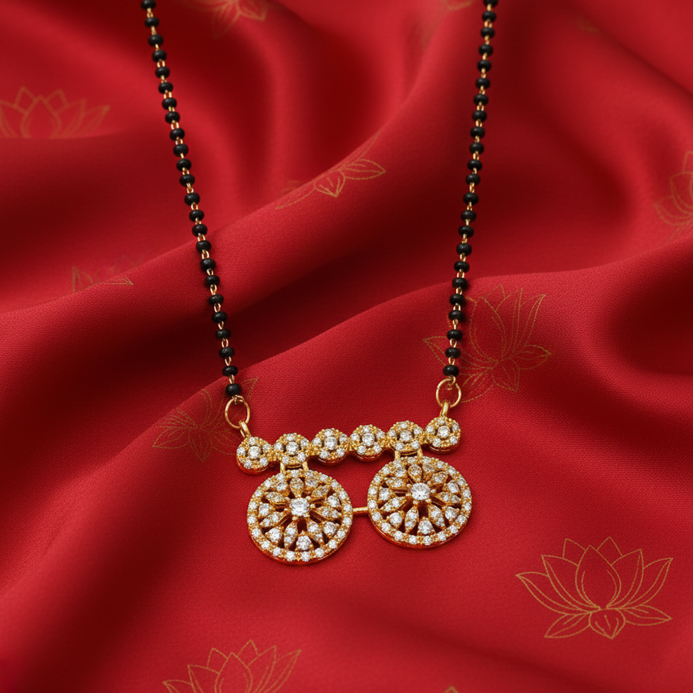 The99Jewel GraceBloom Floral Stone Brass AD Mangalsutra for Glam