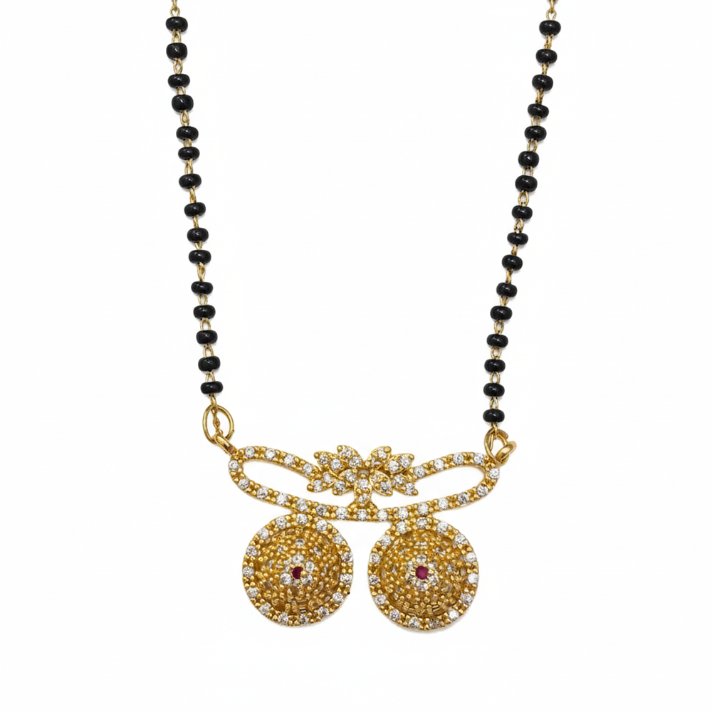 The99Jewel Delicate Bloom Gold Finish Brass AD Mangalsutra for Daily Grace
