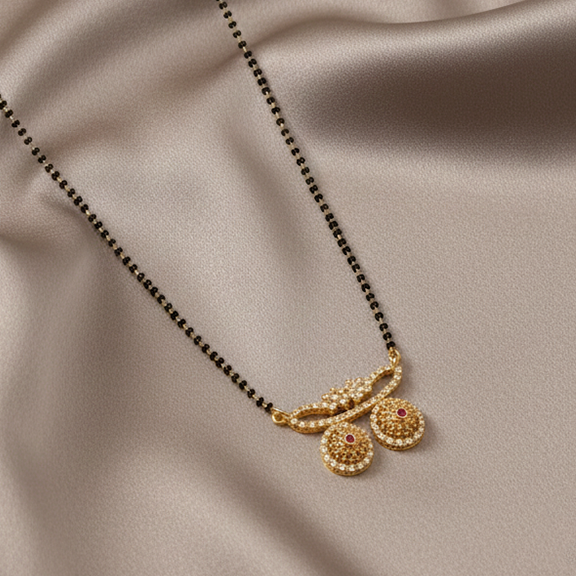 The99Jewel Delicate Bloom Gold Finish Brass AD Mangalsutra for Daily Grace