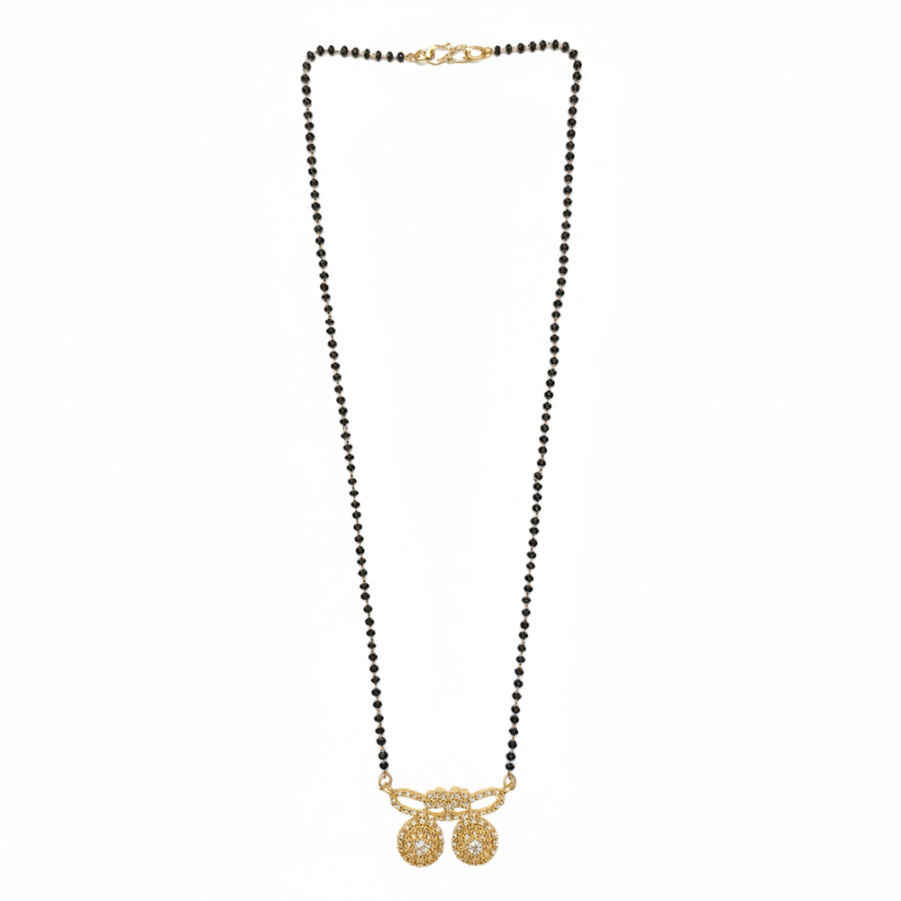 The99Jewel Ethereal Charm Brass AD Mangalsutra with Black Beads