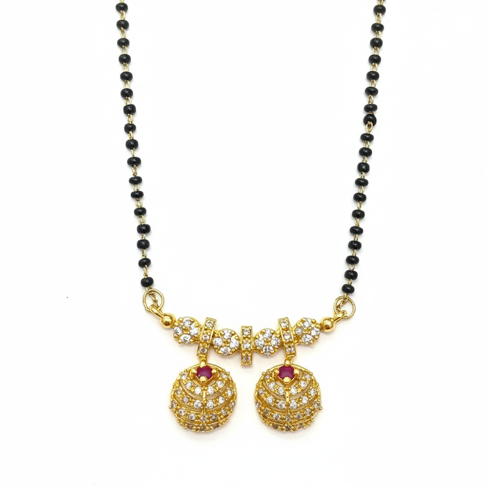 The99Jewel Timeless Petal Motif Brass AD Mangalsutra with Sparkle