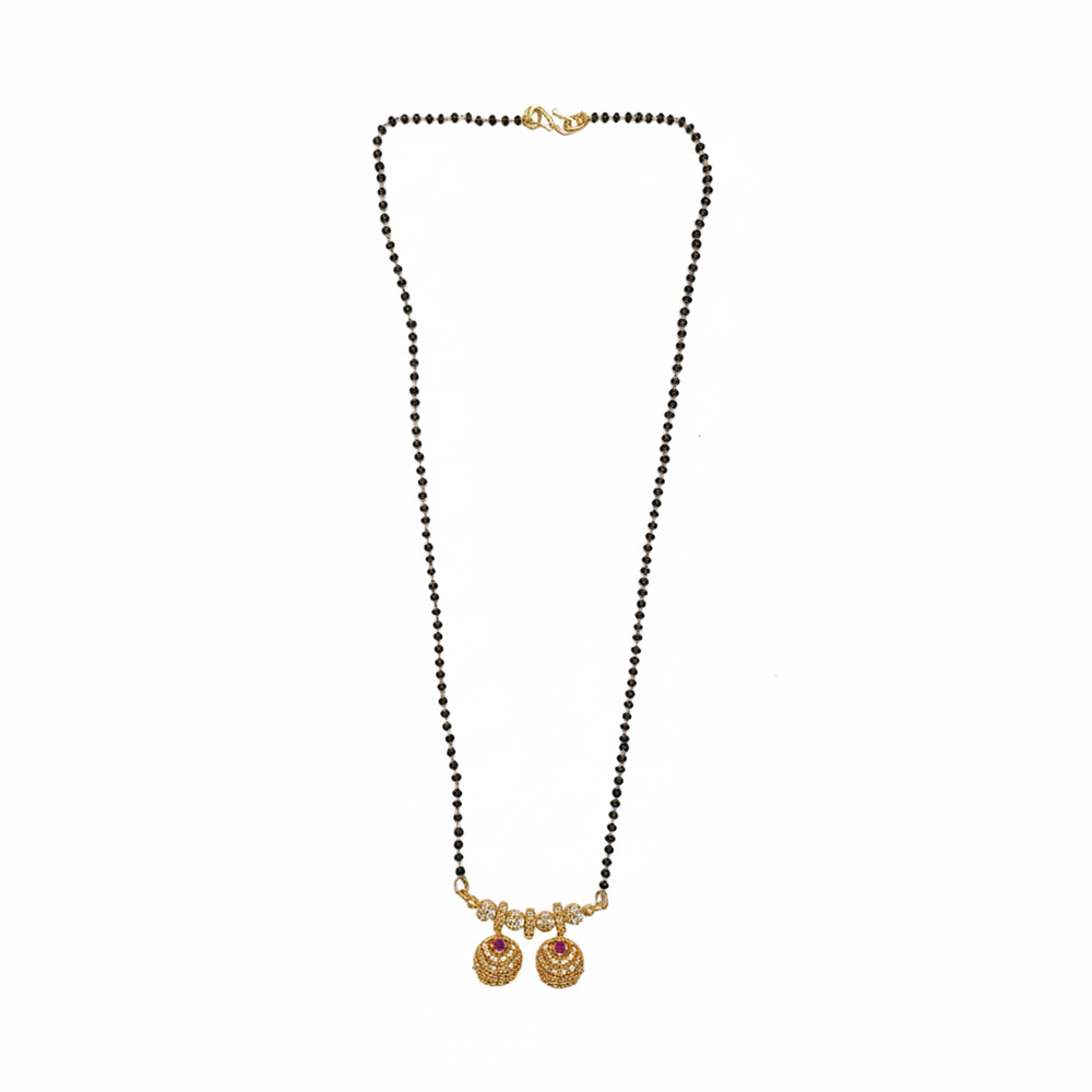 The99Jewel Timeless Petal Motif Brass AD Mangalsutra with Sparkle