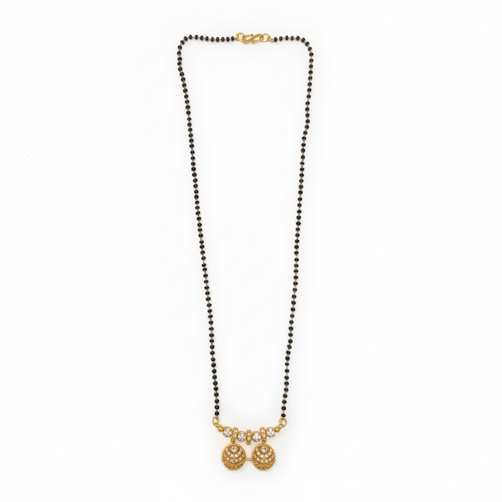 The99Jewel Timeless Petal Motif Brass AD Mangalsutra with Subtle Sparkle