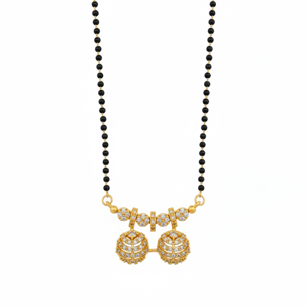 The99Jewel Timeless Petal Motif Brass AD Mangalsutra with Subtle Sparkle