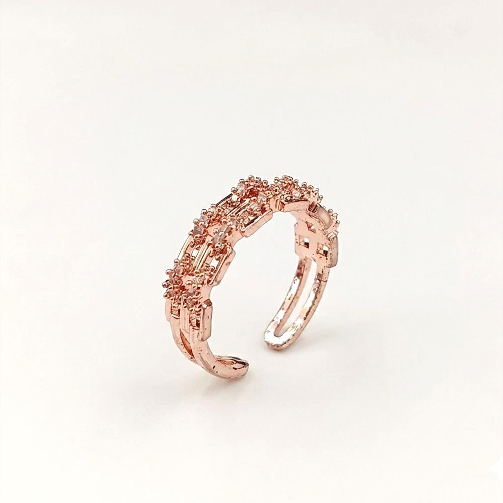 The99Jewel Rose Gold Plated American Diamond And Brass Adjustable Ring