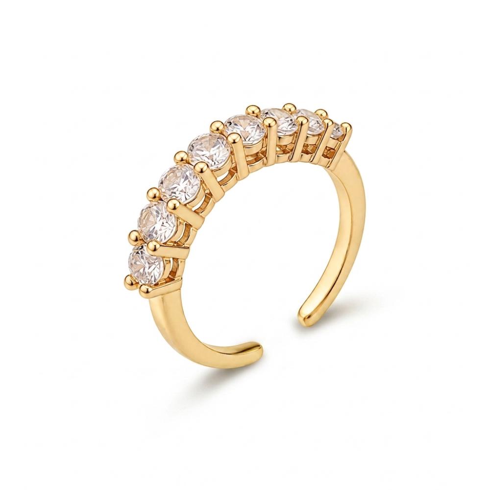 The99Jewel Gold Plated American Diamond And Brass Adjustable Ring