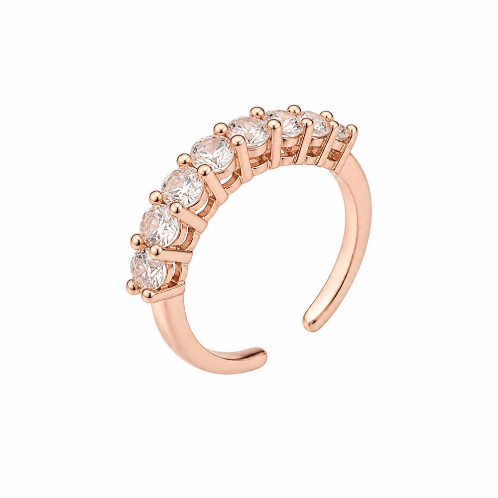 The99Jewel Rose Gold Plated American Diamond And Brass Adjustable Ring