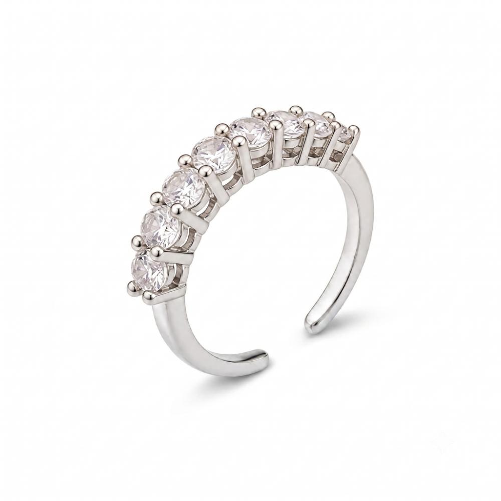 The99Jewel Silver Plated American Diamond And Brass Adjustable Ring