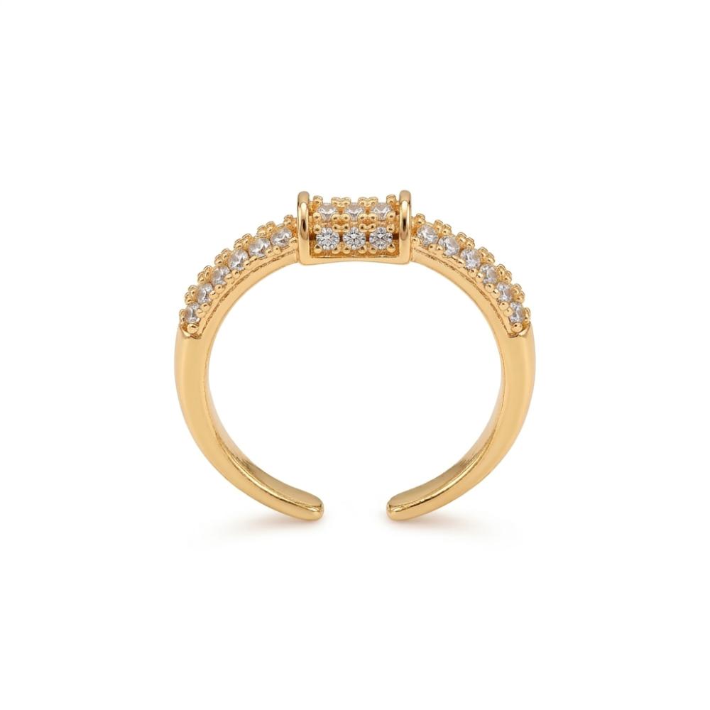 The99Jewel Gold Plated American Diamond And Brass Adjustable Ring