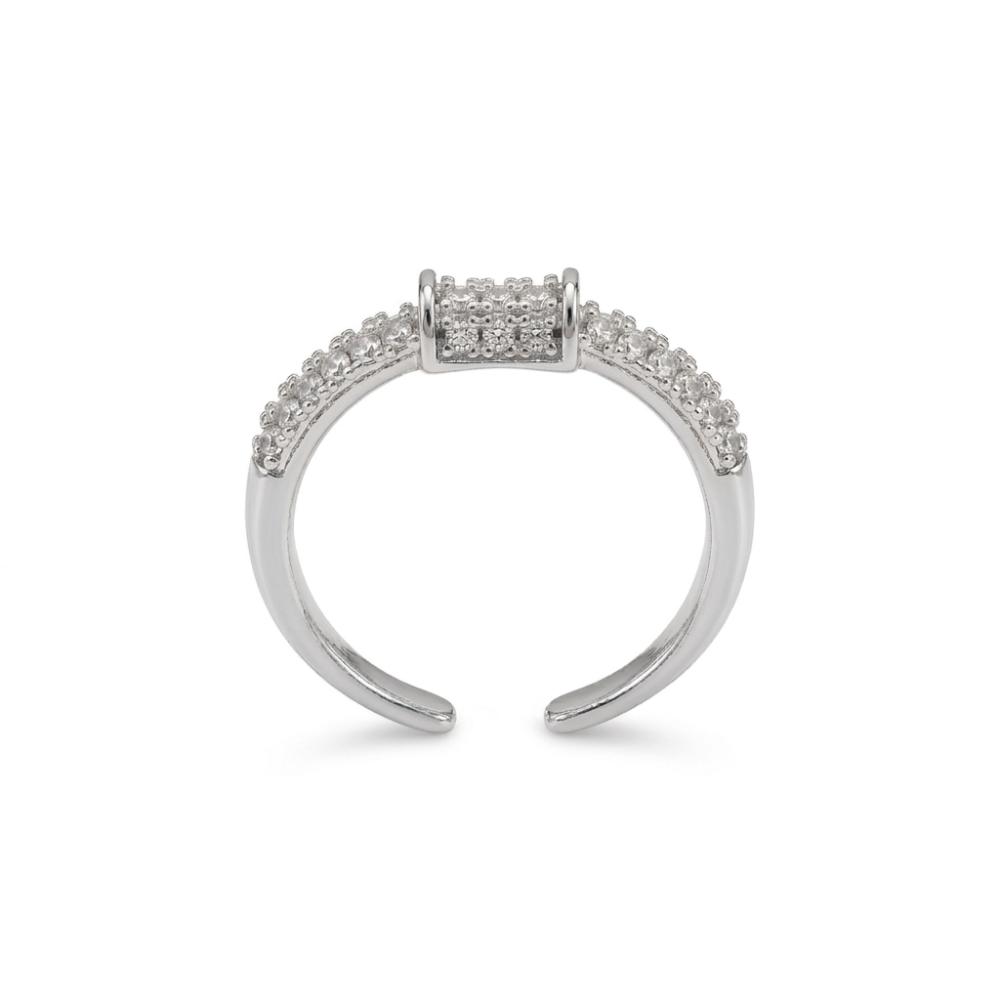 The99Jewel Silver Plated American Diamond And Brass Adjustable Ring