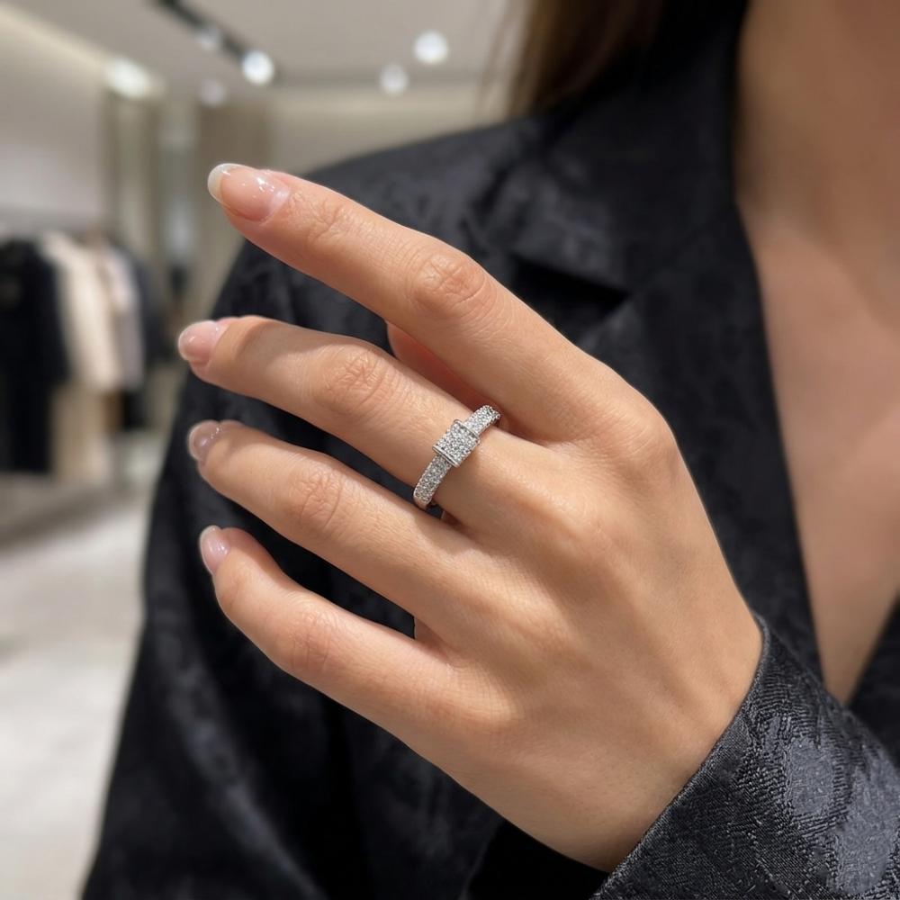 The99Jewel Silver Plated American Diamond And Brass Adjustable Ring