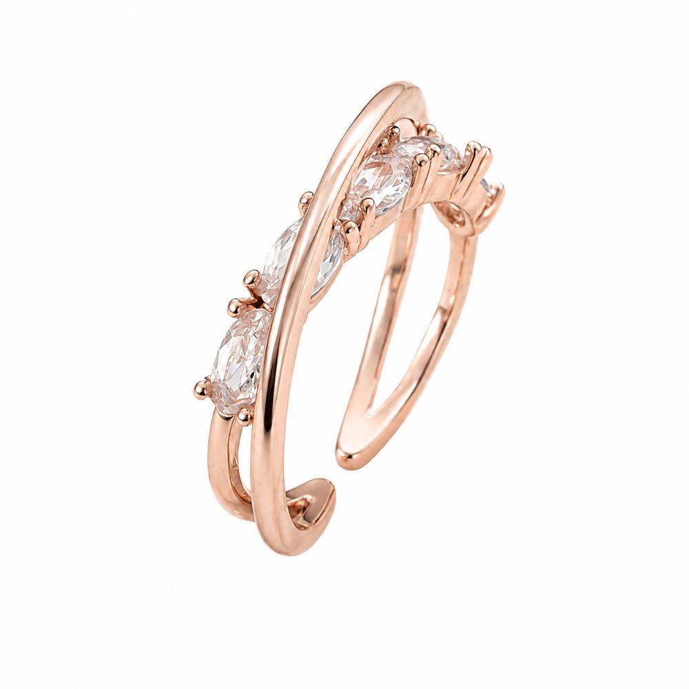 The99Jewel Rose Gold Plated American Diamond And Brass Adjustable Ring