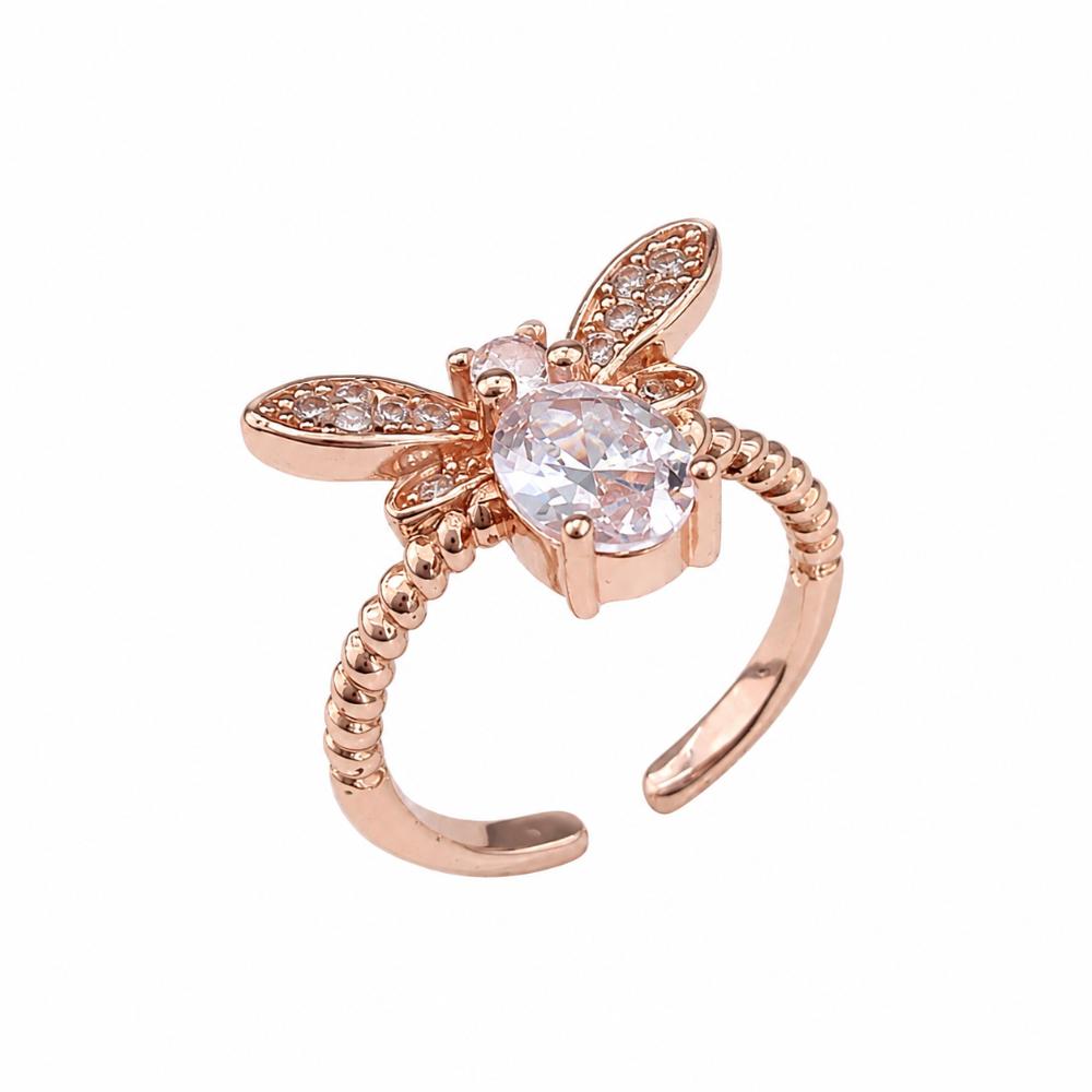 The99Jewel Rose Gold Plated American Diamond And Brass Adjustable Ring