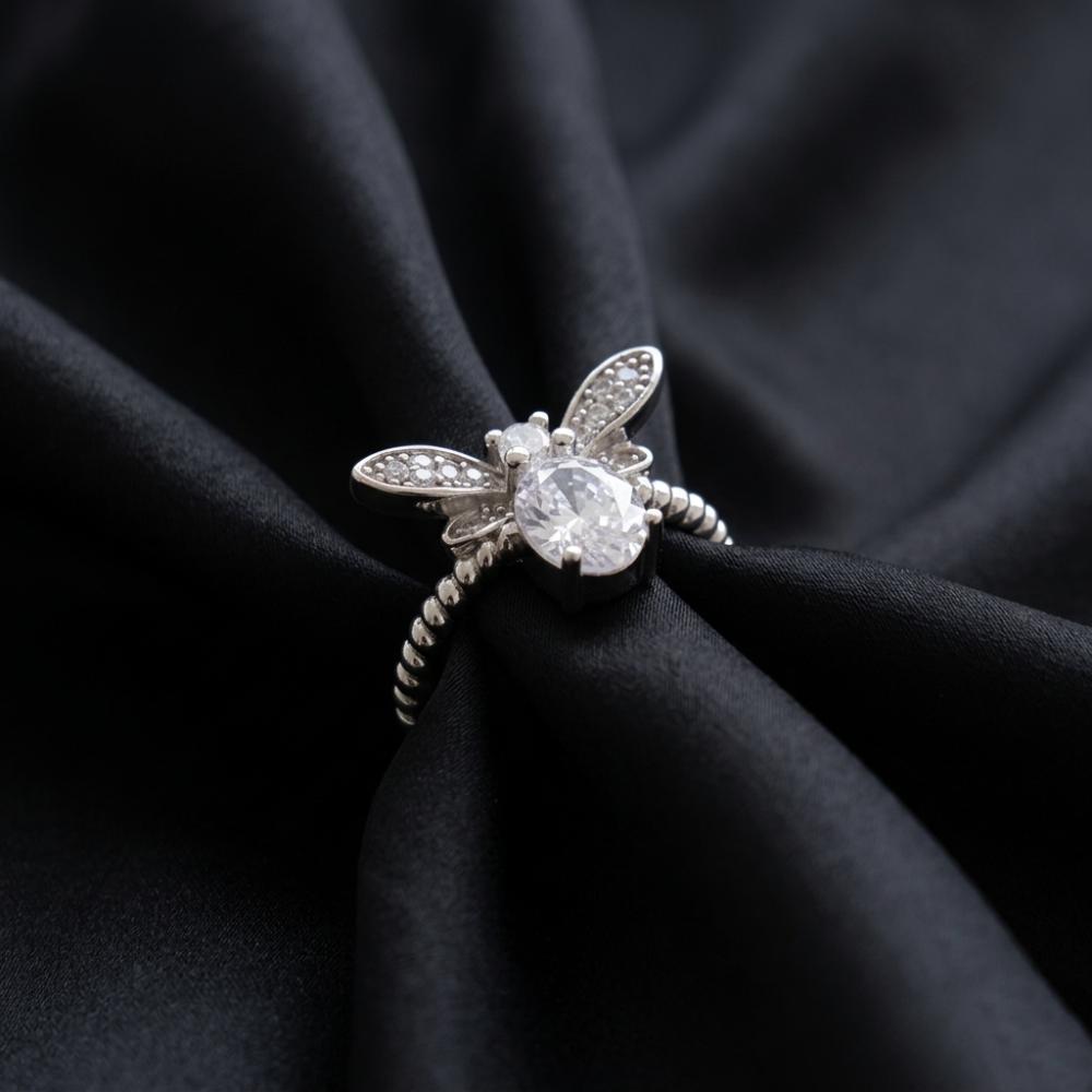 The99Jewel Silver Plated American Diamond And Brass Adjustable Ring