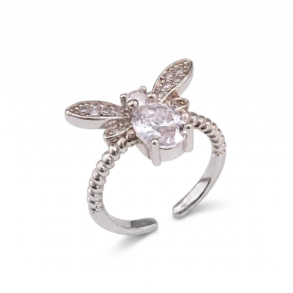 The99Jewel Silver Plated American Diamond And Brass Adjustable Ring