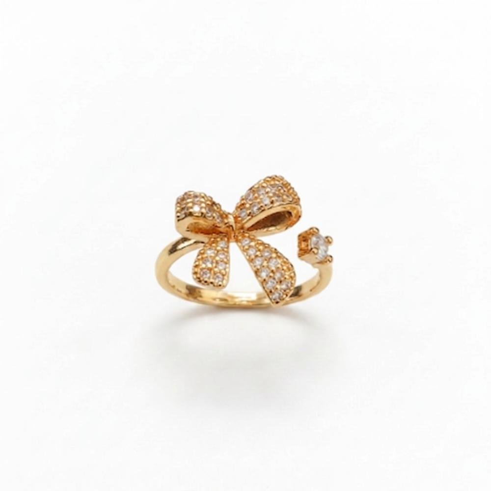The99Jewel Gold Plated American Diamond And Brass Adjustable Ring
