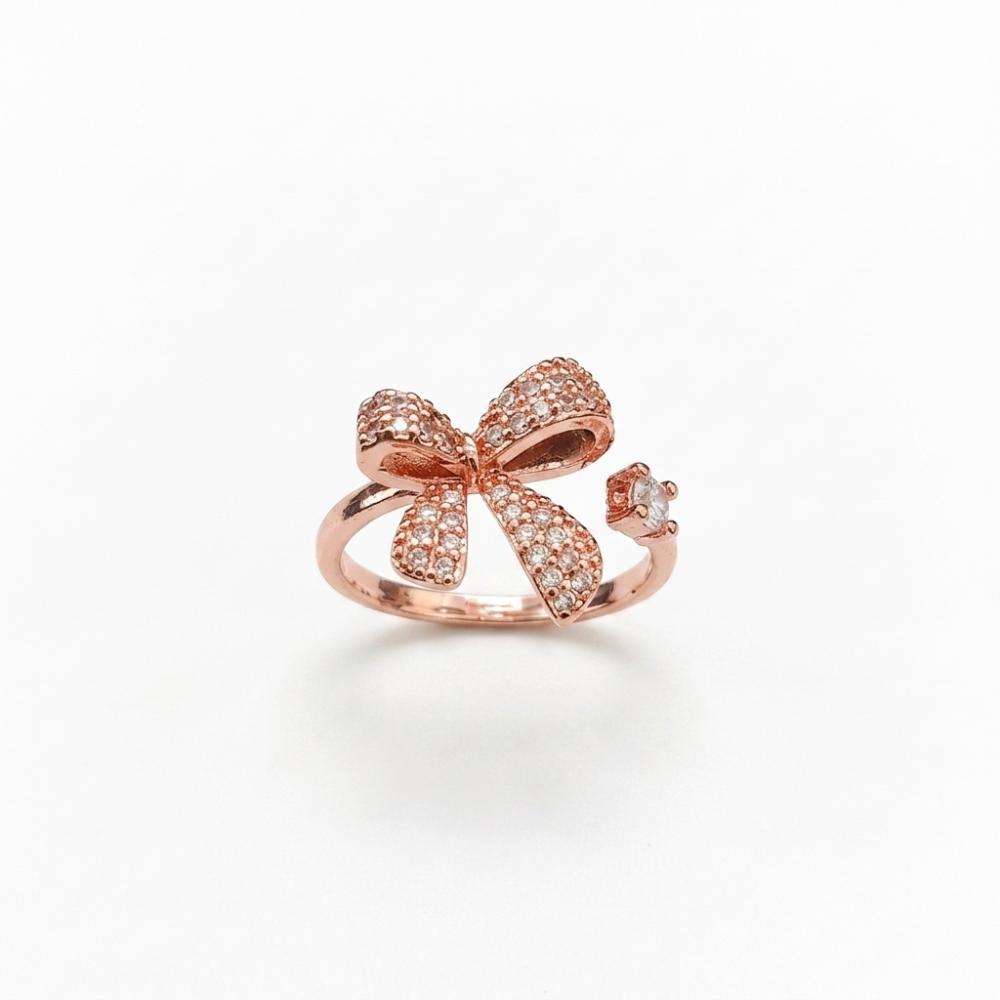 The99Jewel Rose Gold Plated American Diamond And Brass Adjustable Ring