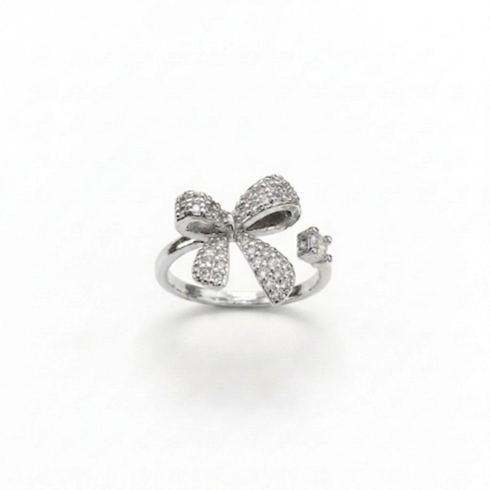 The99Jewel Silver Plated American Diamond And Brass Adjustable Ring