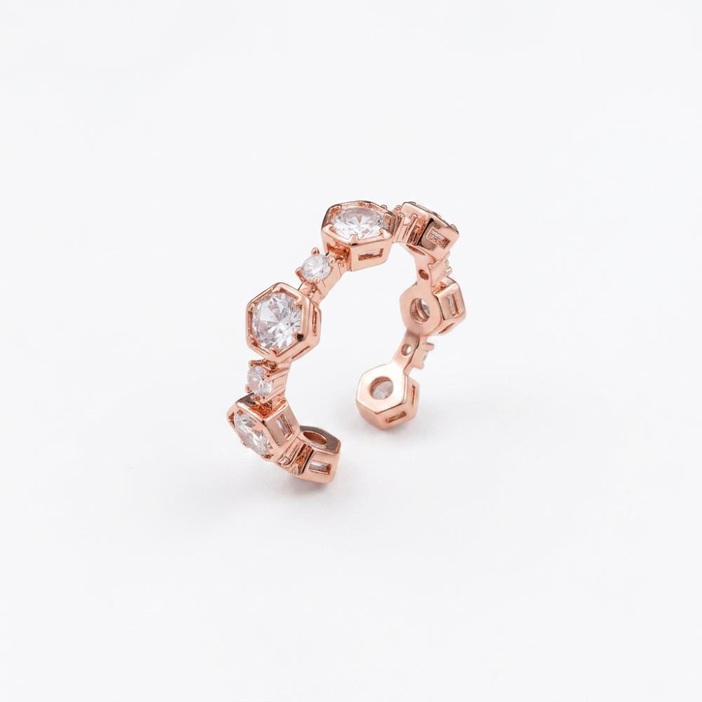 The99Jewel Rose Gold Plated American Diamond And Brass Adjustable Ring